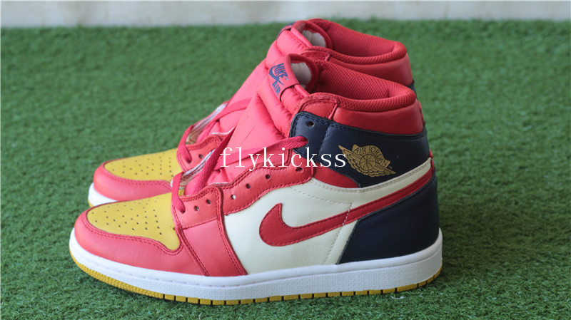 Air Jordan 1 High OG Tri Color Navy Blue Red Yellow